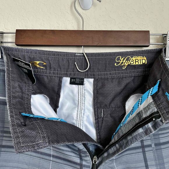 ONeill Mens Gray Plaid Button Zip Fly Golf Shorts Size 31 Summer Vacation - Picture 4 of 9